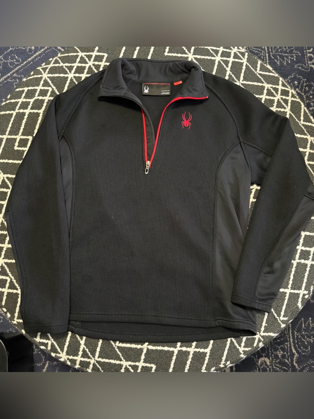 Spyder Men’s Medium Black Red Quarter Zip Pullover Performance Stretch Jacket